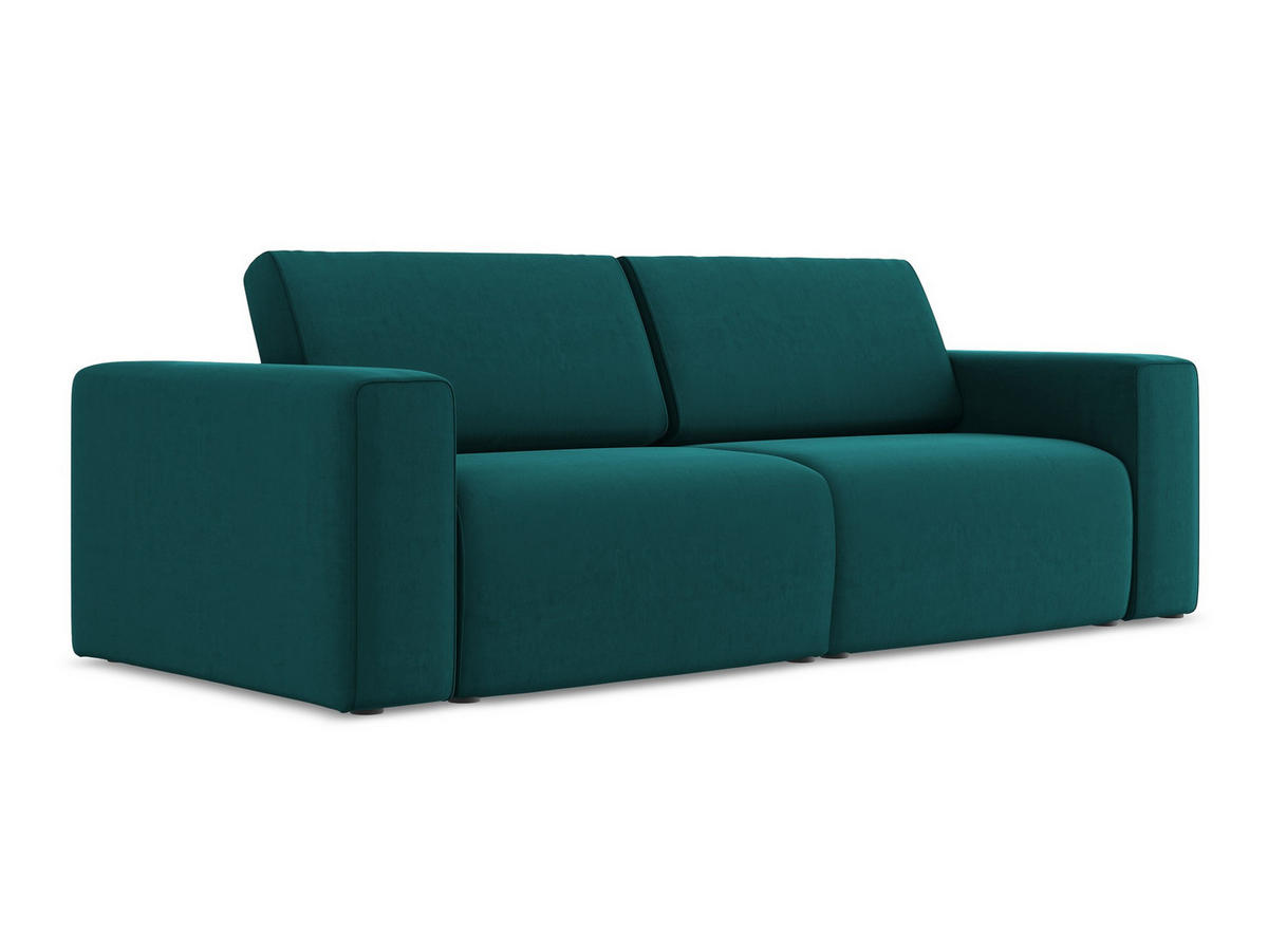 3-SITZER SOFA Samt Stoff Blau - Blau/Petrol, Kunststoff/Textil (224/80/103cm) - Makamii