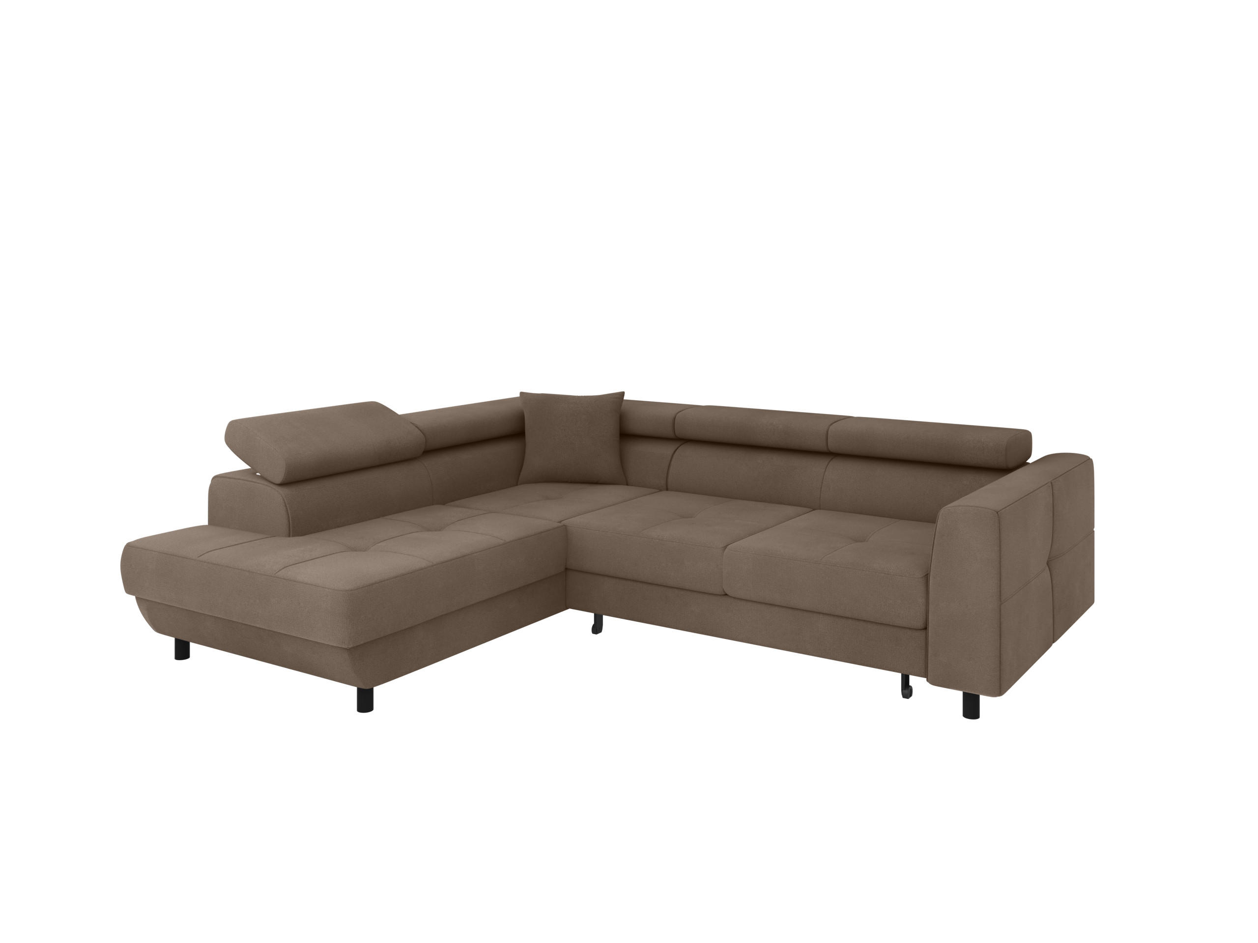 ECKSCHLAFSOFA Vena III mit Schlaffunktion und Bettkasten, Links montierbar, Cappuccino - Cappuccino, Holz (199/254cm) - Homesy