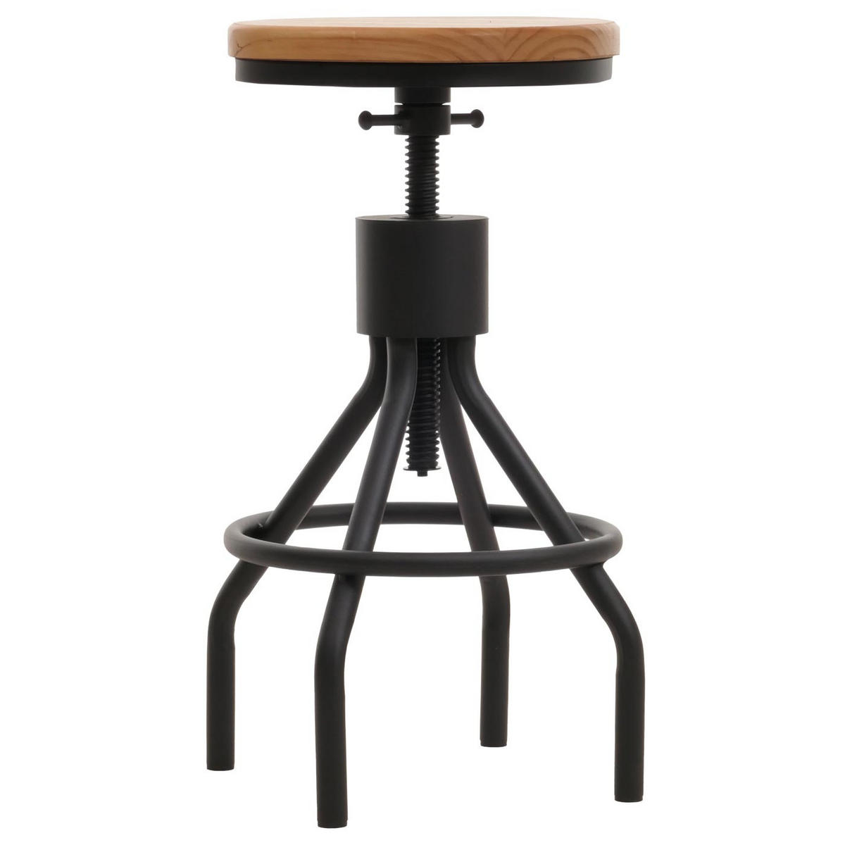 BARHOCKER 2er-Set Sitzhöhe 59-80cm höhenverstellbar drehbar Fußablage Metall Massiv-Holz Natur - Braun, Holz/Metall (34/80/34cm) - PROREGAL