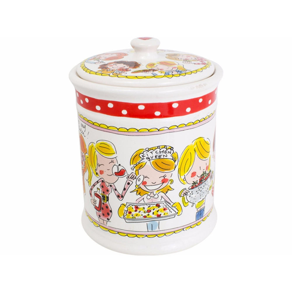 VORRATSDOSE Roter Rand in Bunt - 22.5cm - Multicolor, Keramik (16/22/16cm) - Blond Amsterdam