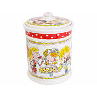 VORRATSDOSE Roter Rand in Bunt - 22,5cm - Multicolor, Keramik (16/22/16cm) - Blond Amsterdam
