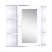 SPIEGELSCHRANK mit 1 Tür,2 Einlegeböden innen und 6 Seitenablagen,66x17x63cm (Weiß) - Weiß, Glas (66/63/17cm) - Vallsero