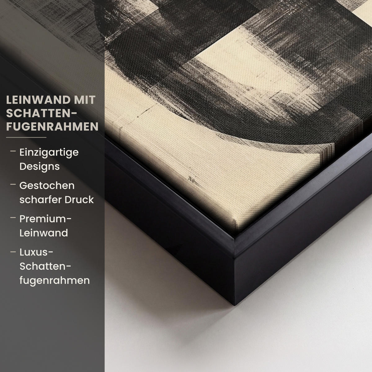 LEINWAND Bilder mit Rahmen - Kreise - Balken - Schwarz - Abstrakt - 20x30 - Schwarz, Textil (20/30cm) - MuchoWow
