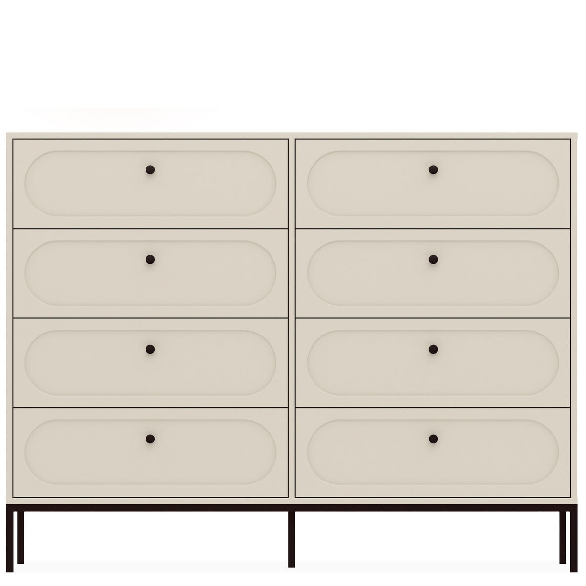 KOMMODE TILA, Cremefarbig - Creme, Holzwerkstoff (150/115.5/40cm) - KONSIMO®