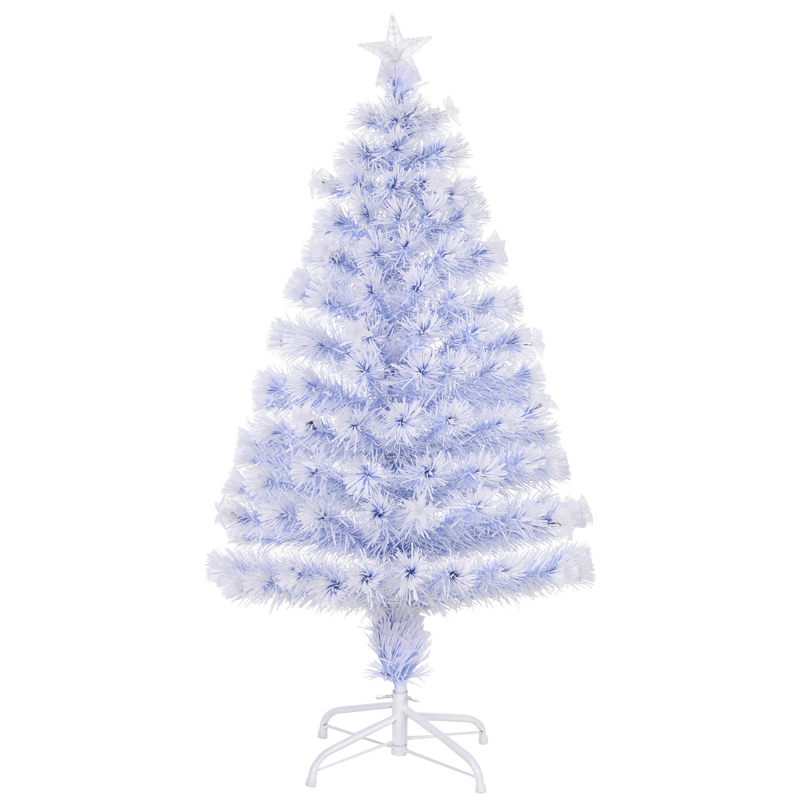 WEIHNACHTSBAUM, 120 cm, PVC, Metall, Weiß+Blau - Multicolor, Kunststoff (120cm) - HOMCOM