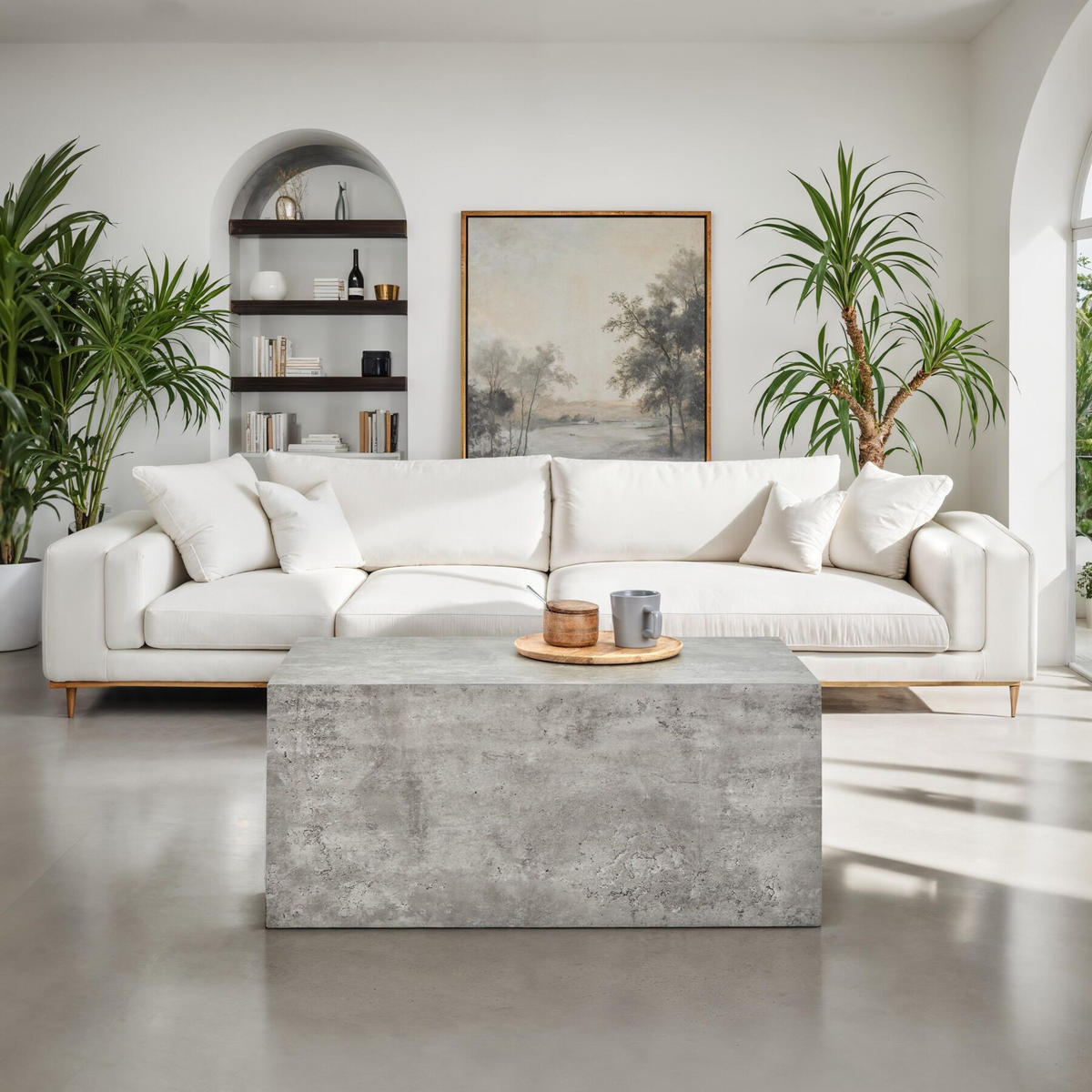 COUCHTISCH Lasley,90 x 50 x 40 cm,Beton Optik - Grau, Holz (50/90/40cm) - tectake