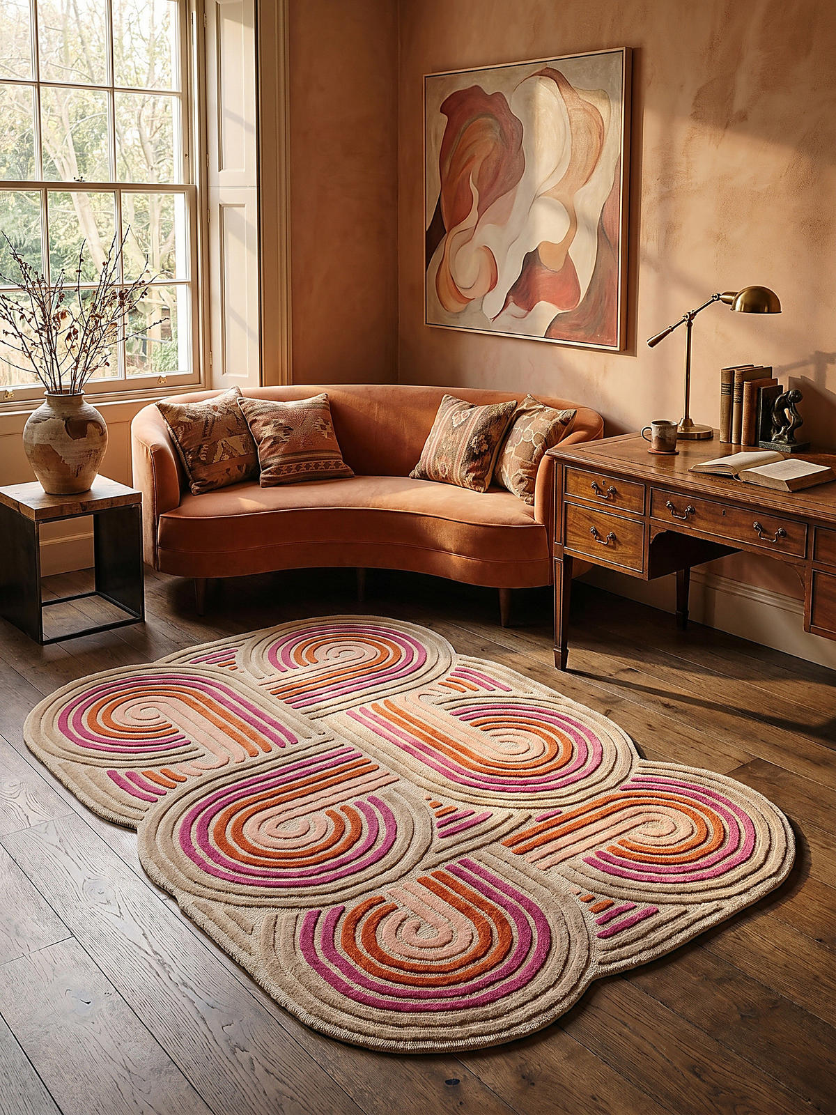 TEPPICH aus Wolle SOAR in Rosa, abstrakt, 140 x 200 cm - Rosa, Textil (140/200cm) - KADIMA DESIGN