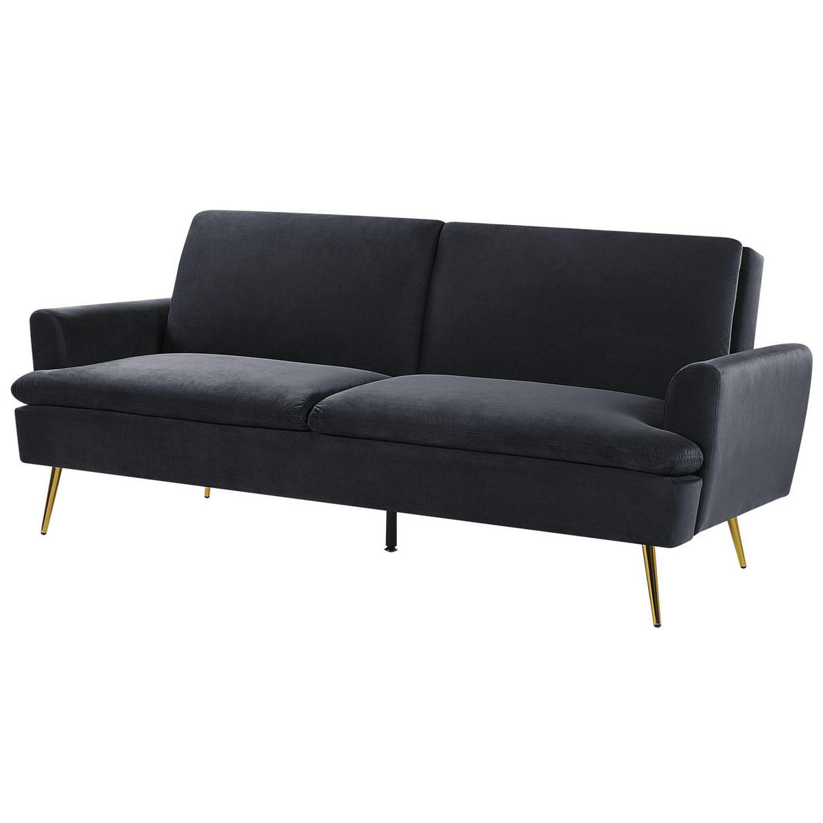 3-SITZER-SCHLAFSOFA Samtstoff Schwarz Vettre - Schwarz, Textil (210/88/84cm) - Beliani