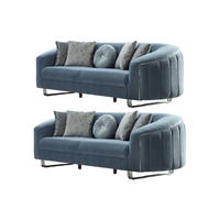 SITZGARNITUR Angela Blau Stellvariante:2+2 - Hellblau, Holz/Textil (185/77/100cm) - Villa Möbel