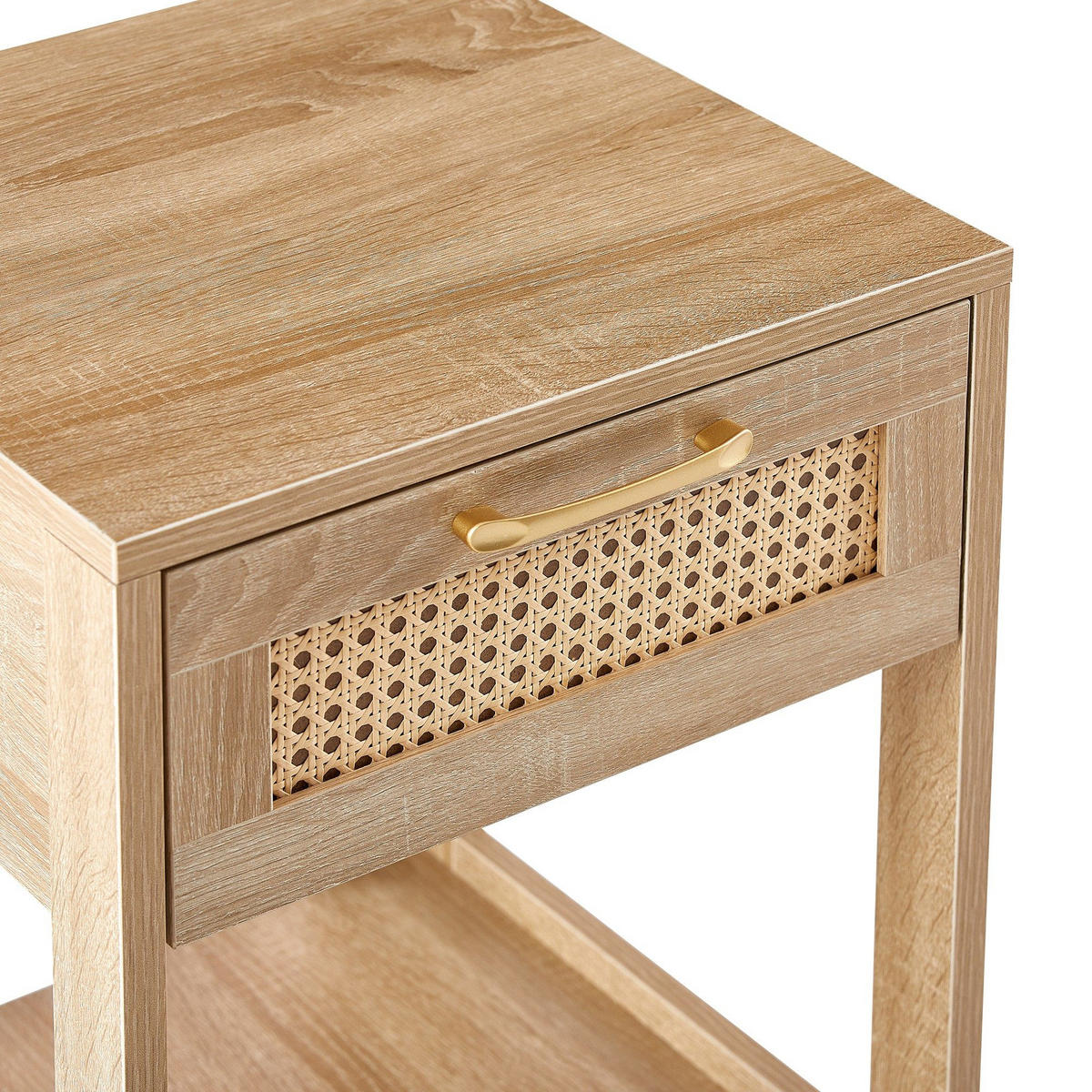 BEISTELLTISCH 40/40/55cm Rattan Nachtisch mit Schublade,Naturfarben - Naturfarben, Holz (40/40/55cm) - LVHOM