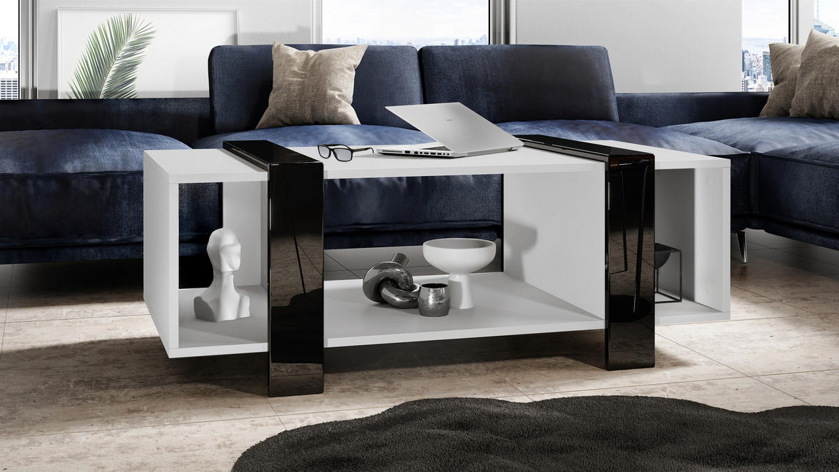 COUCHTISCH Ida Blenden in Schwarz Hochglanz - Schwarz Hochglanz, Holzwerkstoff (56.5/110.5/42cm) - Vladon