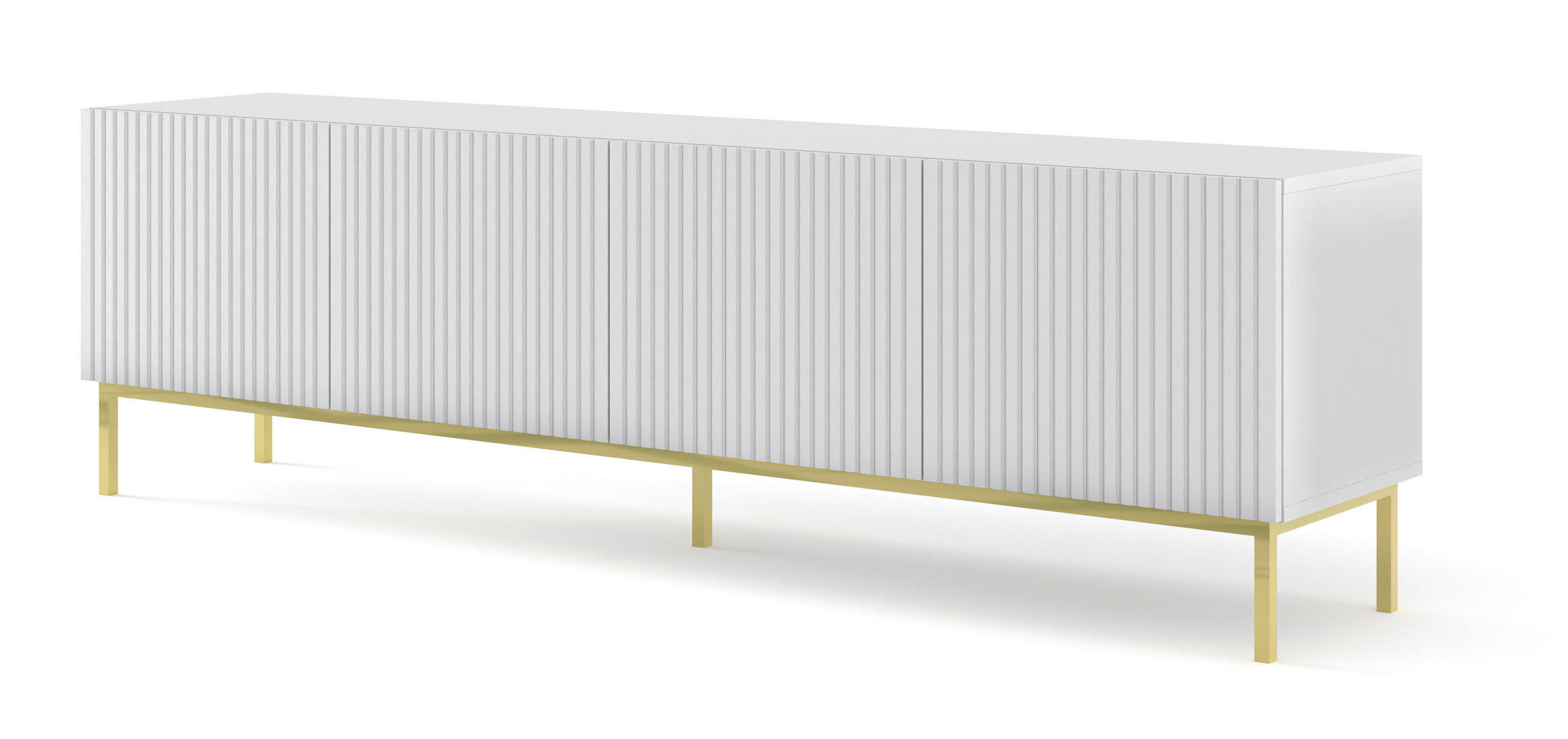 Furnlux Tv-Lowboard Weiß, Gold 200x58x42 cm