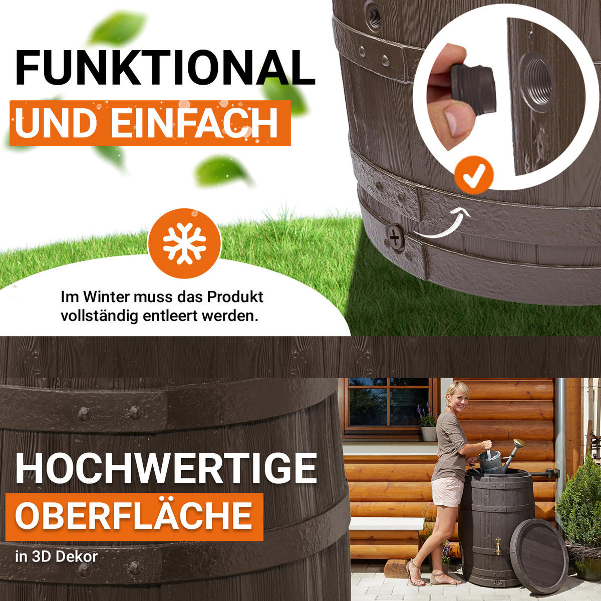 REGENFASS 260 L, braun - Braun, Kunststoff (65/93/65cm) - GARANTIA