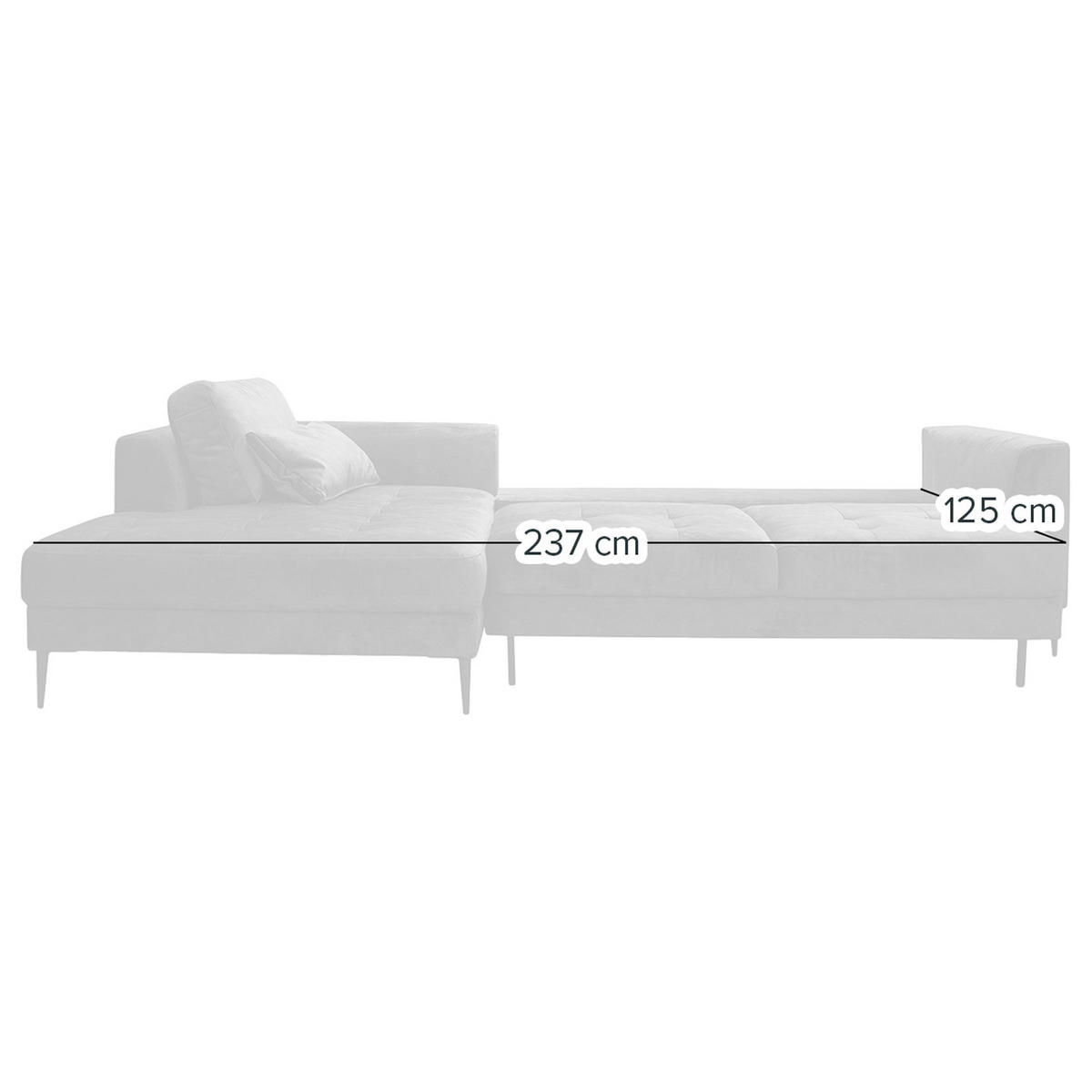 ECKSOFA mit Longchair - Rot, Textil/Metall (275/168cm) - home24