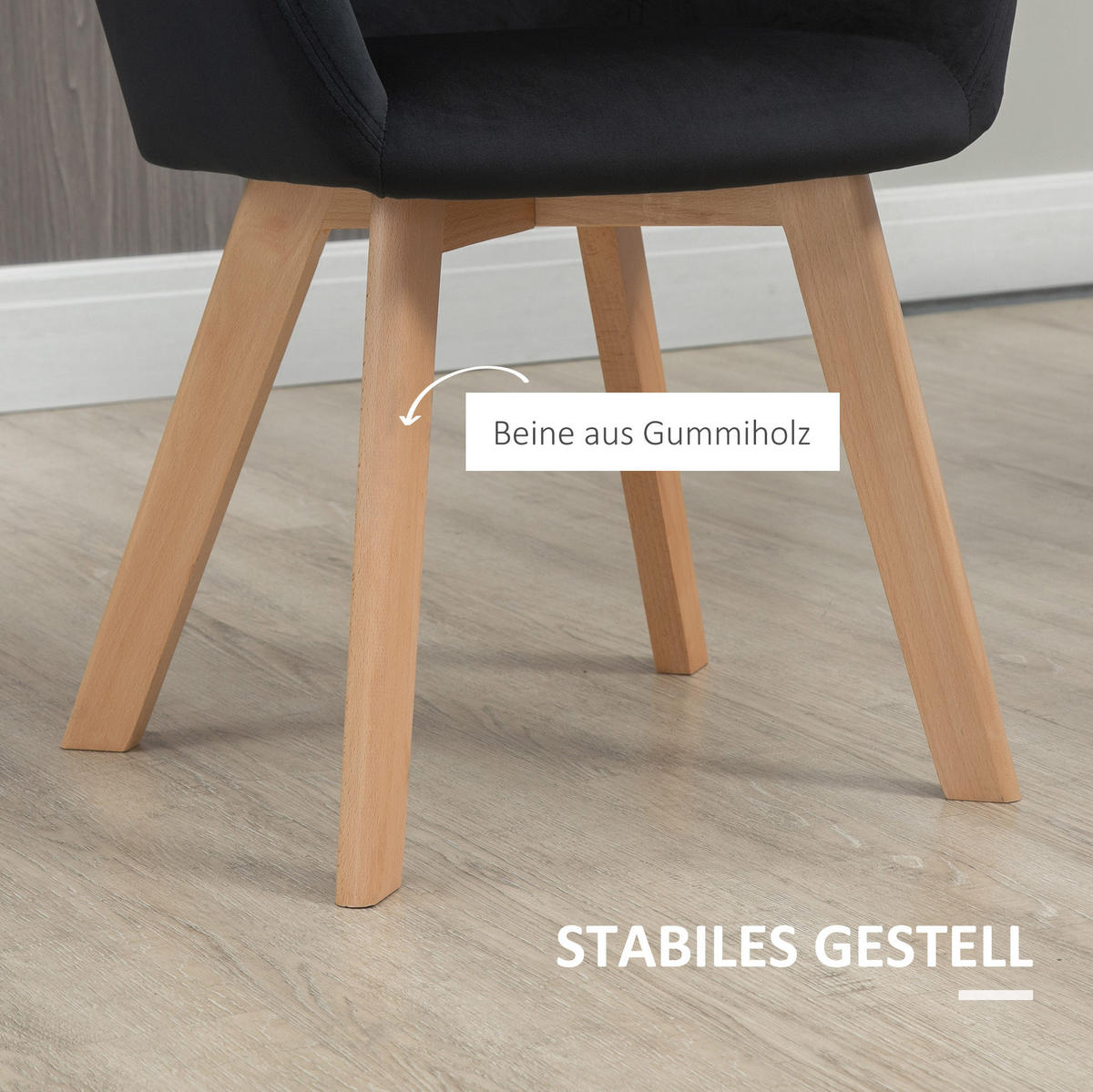 ESSZIMMERSTUHL 2er-Set mit Armlehnen 54 x 57 x 80 cm Polyester Schwarz - Schwarz, Metall (57/80/54cm) - Meubliv