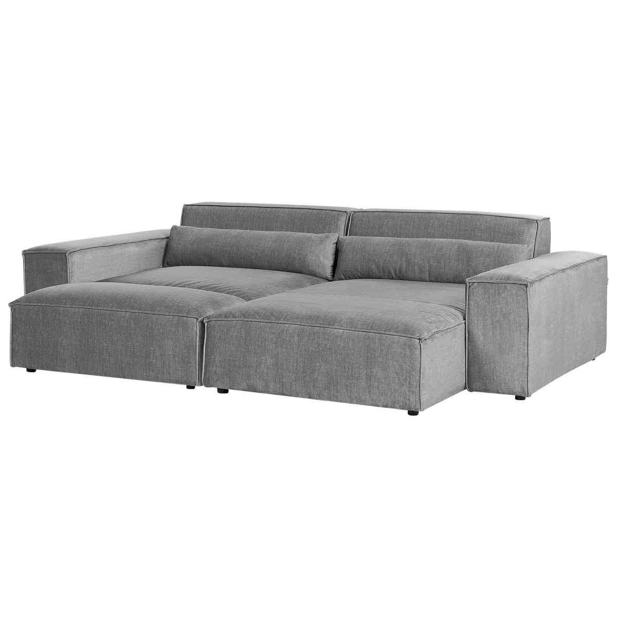 ROHOVÁ POHOVKA modul 3-místná levostranná Šedá Látka s otomanem Hellnar - šedá, textil (262/176cm) - Beliani