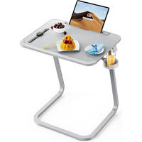BEISTELLTISCH höhenverstellbar mit Tablet-Schlitz und Getränkehalter 55 x 39 cm Grau - Grau, Kunststoff (54.9/39.4/72.4cm)
