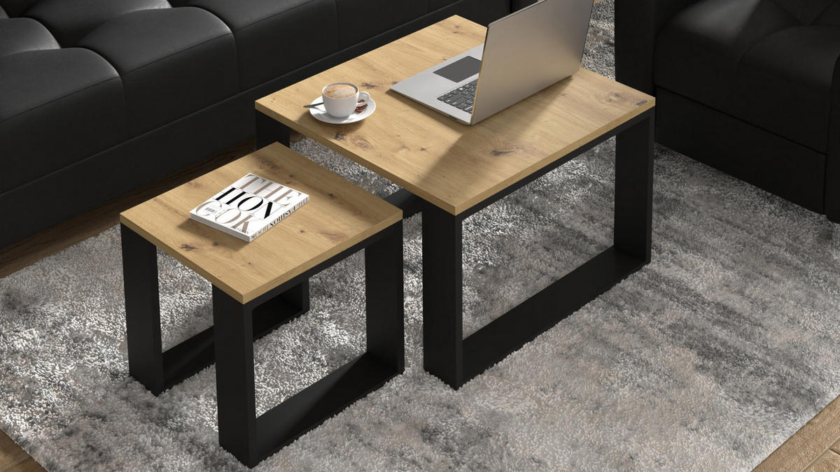 COUCHTISCH Artisan, Schwarz 60/40/60 - Schwarz, Holzwerkstoff (60/60/40cm) - RAUMHIRSCH FURNITURE