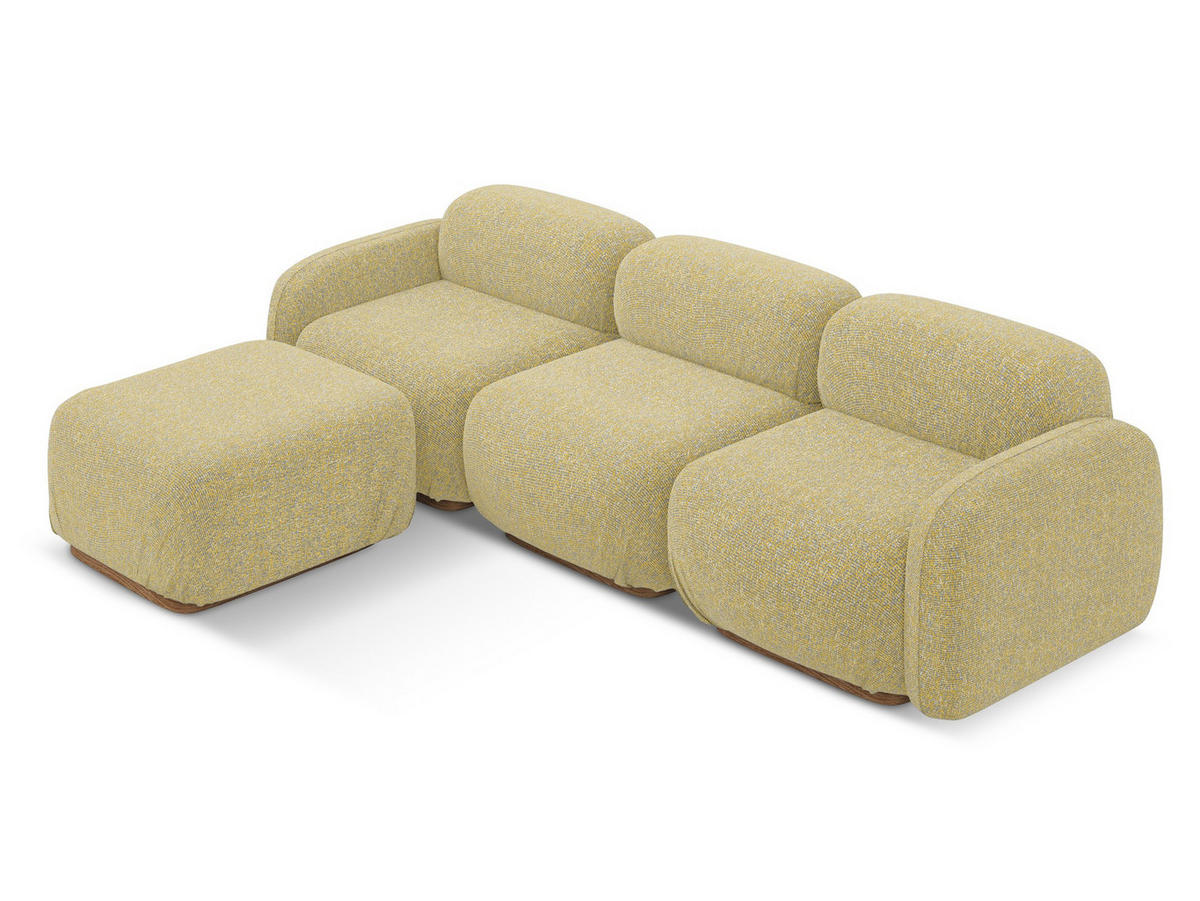 ECKSOFA Beidseitig Strukturstoff Stoff Gelb - Currygelb/Gelb, Holz/Textil (270/190cm) - Makamii
