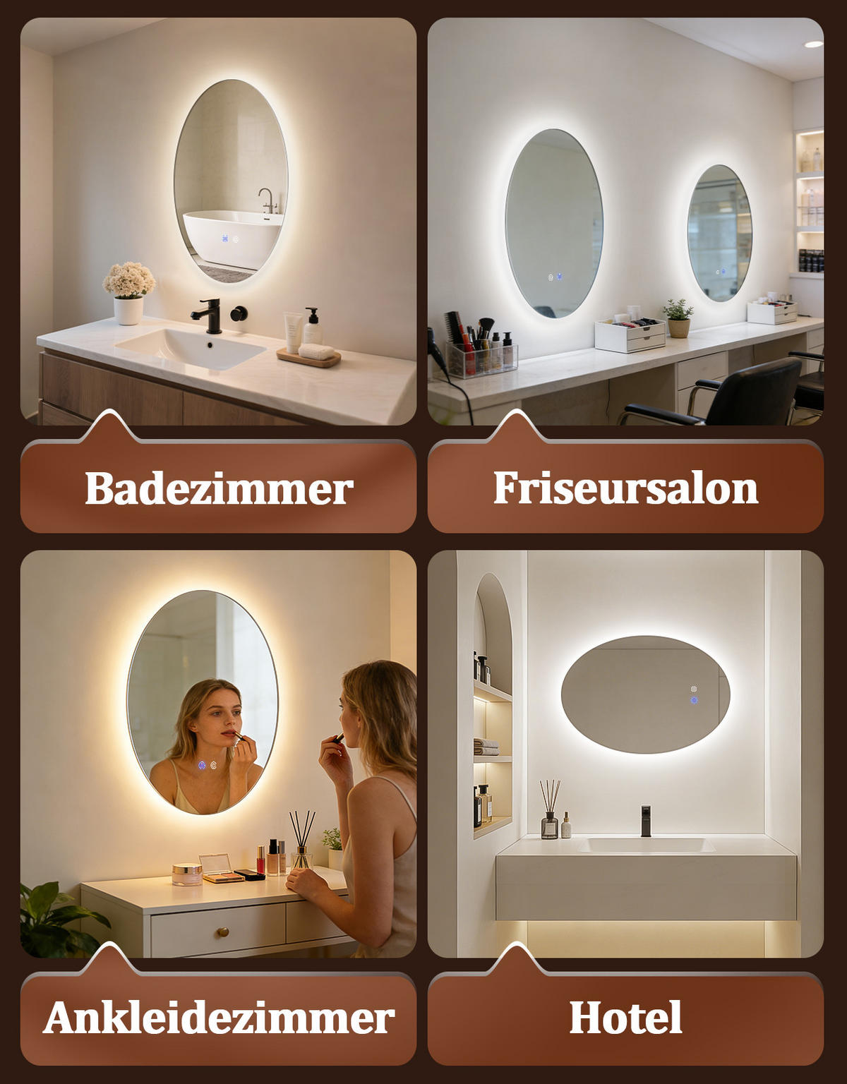 BADSPIEGEL mit Beleuchtung Kelven 3/50/70 cm - Weiß, Glas (50/70/3cm) - ZMH