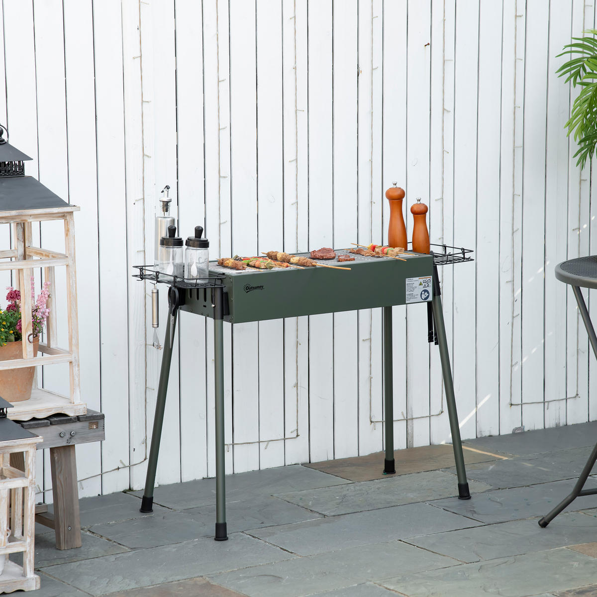 HOLZKOHLEGRILL Dunkelgrün 94.0/39.0/70.0 cm - Dunkelgrün, Metall (39/70/94cm)