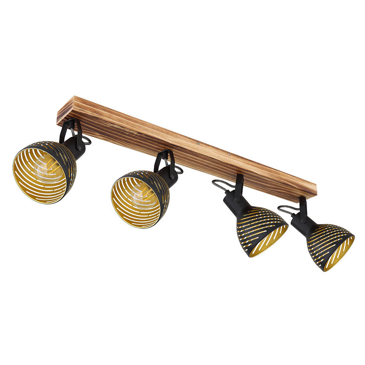 DECKENLEUCHTE Holz Metall Braun Schwarz Gold - Braun, Holz (80/12.5/25cm) - Globo Lighting
