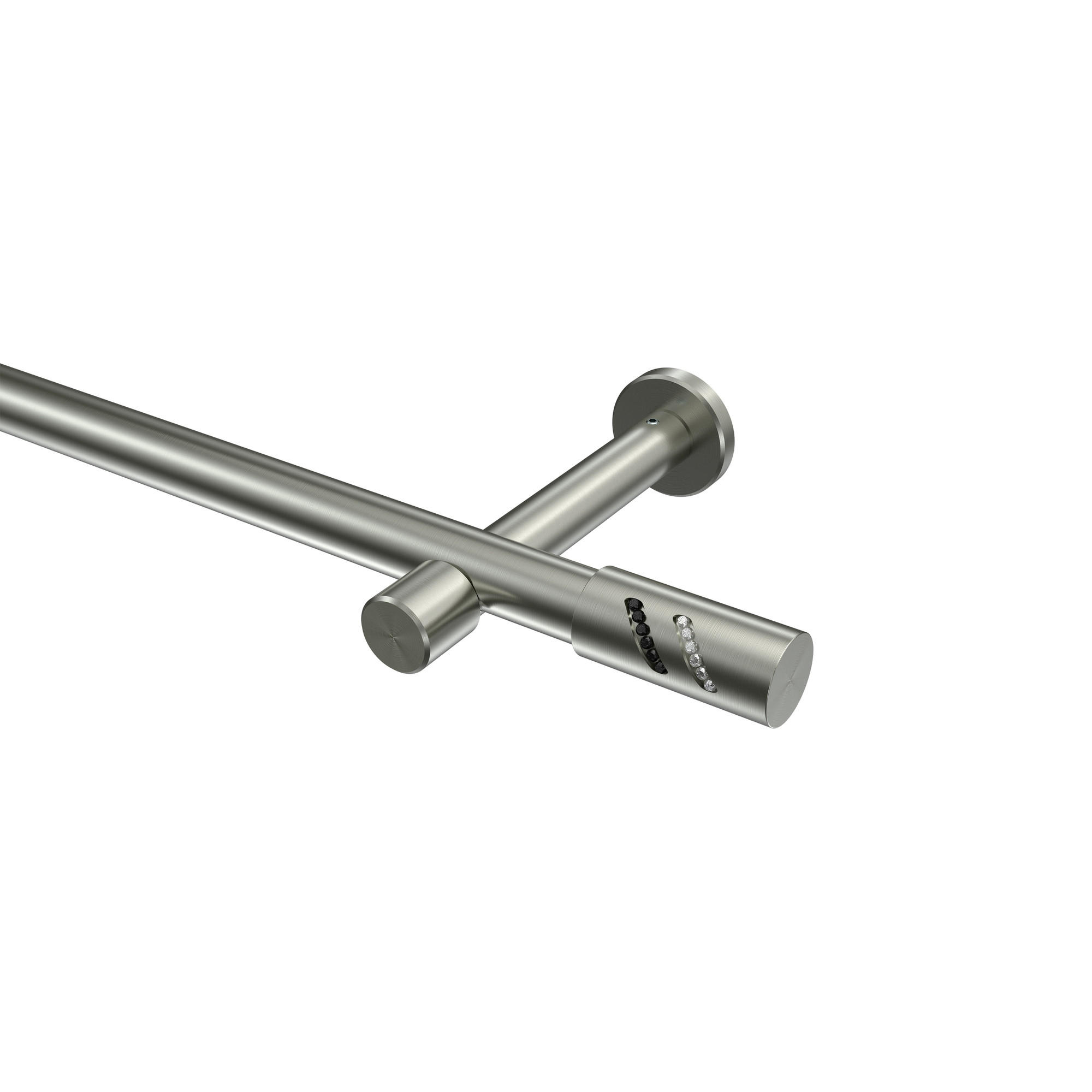 GARDINENSTANGE Prestige Zoena 240 cm (geteilt in 2 x 120 cm), 1-läufig (ohne Ringe), 20 mm Ø Edelstahl-Optik - Edelstahlfarben, Metall (240cm) - INTERDECO