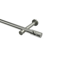 GARDINENSTANGEN-SET Prestige Zoena 260 cm (geteilt in 2 x 130 cm), 1-läufig (ohne Ringe), 20 mm Ø Edelstahl-Optik - Edelstahlfarben, Metall (260cm) - INTERDECO