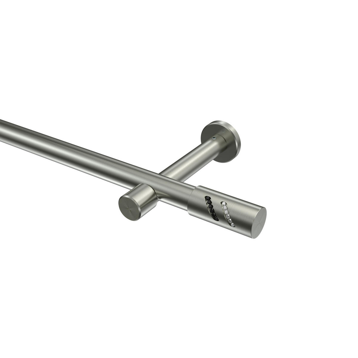GARDINENSTANGEN-SET Prestige Zoena 260 cm (geteilt in 2 x 130 cm), 1-läufig (ohne Ringe), 20 mm Ø Edelstahl-Optik - Edelstahlfarben, Metall (260cm) - INTERDECO