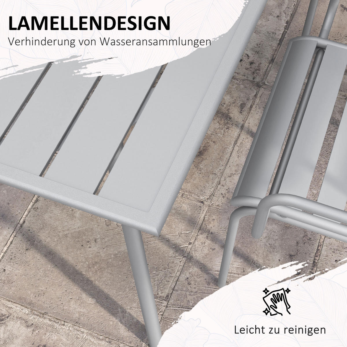 SITZGRUPPE, Stahl, Hellgrau - Hellgrau, Metall - Outsunny