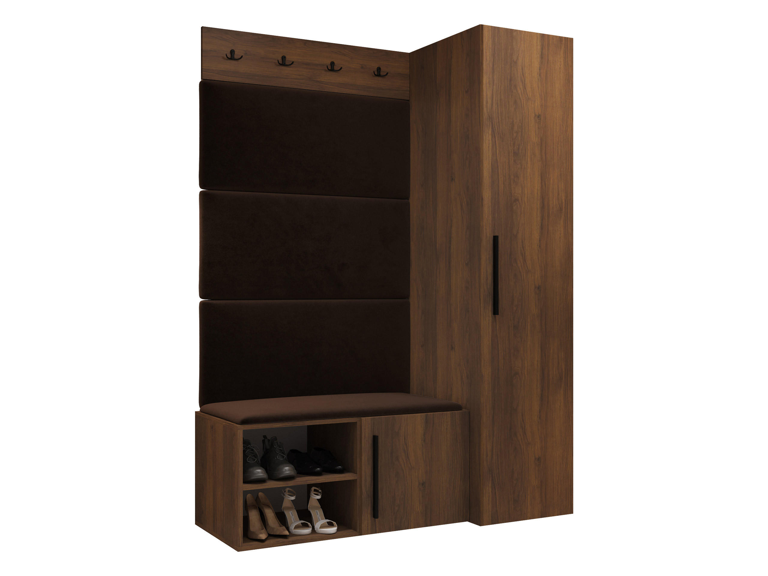 GARDEROBEN-SET Medi II - Nussbaumfarben/Schwarz, Holzwerkstoff/Kunststoff (40/191/50cm) - MIRJAN24