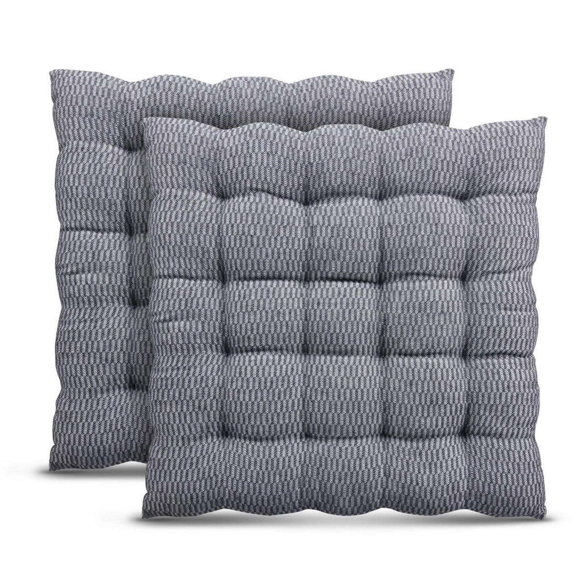 SITZKISSEN Lissabon 40x40cm Hellgrau 2er Pack - Hellgrau, Textil (40/40/6cm)