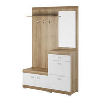 GARDEROBE Weiß Riviera Eiche Stillo Mit Spiegel Mit Regalen - Multicolor, Holzwerkstoff (135/197/34cm) - Sepro Meble