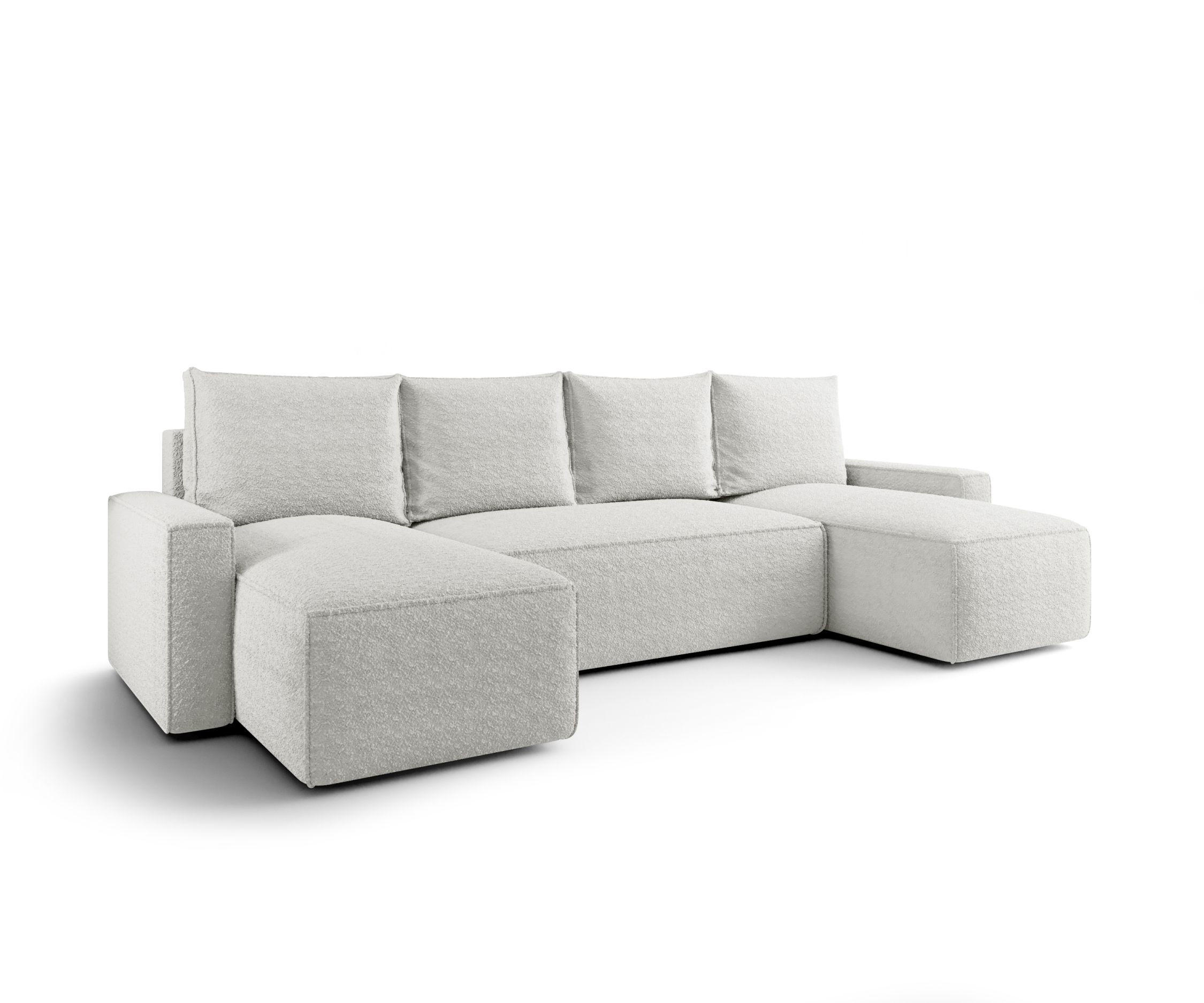 WOHNLANDSCHAFT mit Schlaffunktion SAVIO U Quelle 01 - Weiß, Textil (300/75/140cm) - Bedante