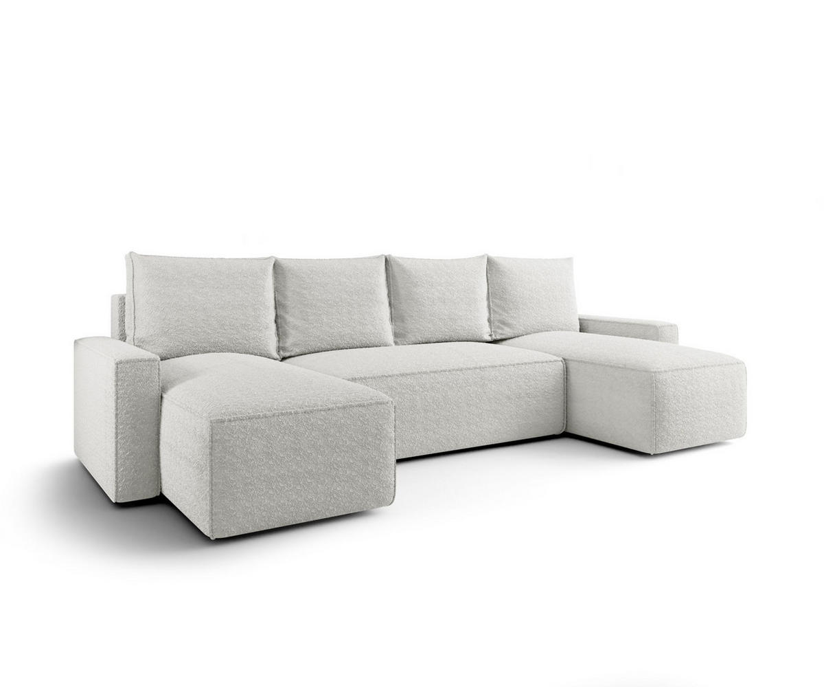 WOHNLANDSCHAFT mit Schlaffunktion SAVIO U Quelle 01 - Weiß, Textil (300/75/140cm) - Bedante