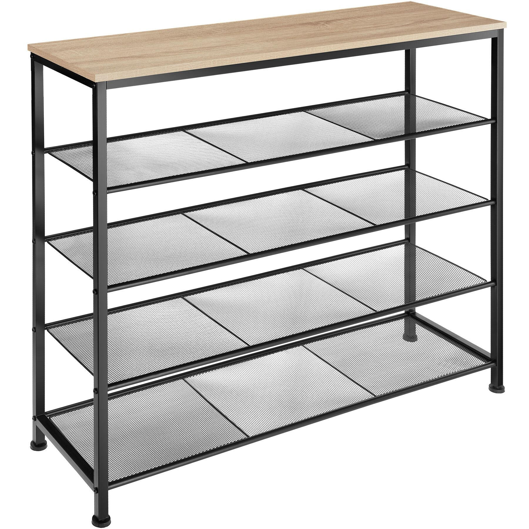 SCHUHREGAL Sheffield,100 x 30,5 x 93 cm,Industrial Holz hell, Eiche Sonoma - Naturfarben, Metall (30.5/93/100cm) - tectake