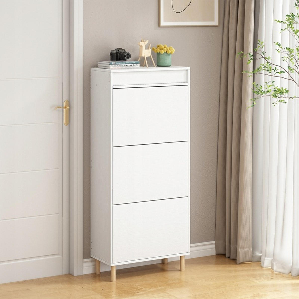 SCHUHREGAL, weiß 55/28/130cm - Weiß, Holzwerkstoff (55/130/28cm)