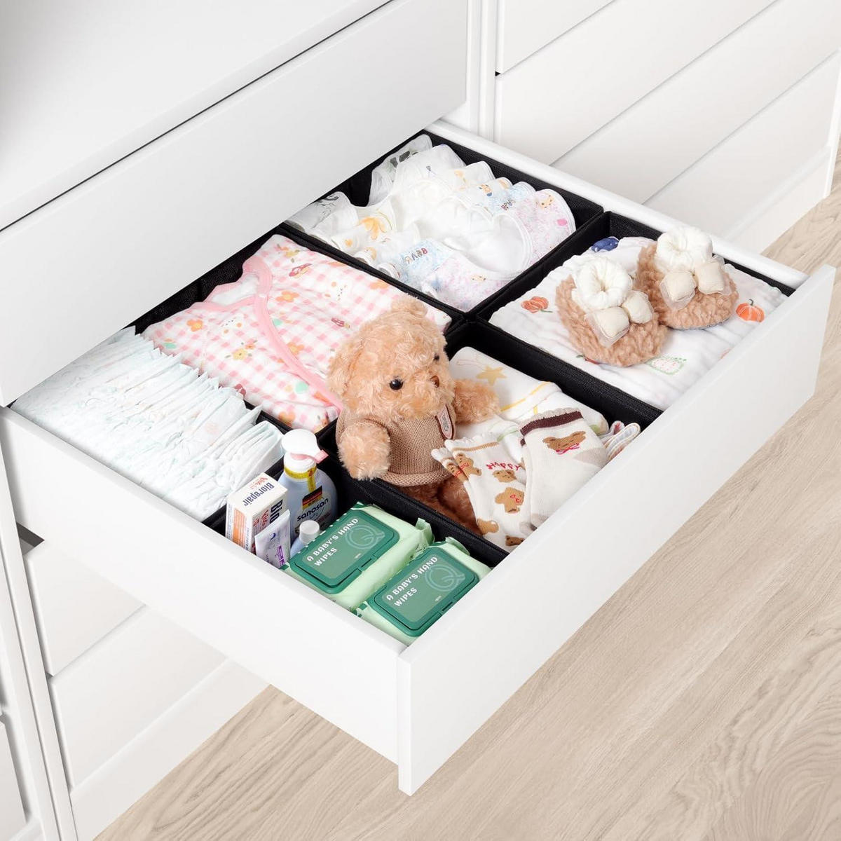 SCHUBLADEN Organizer 6er Set Schwarz für PAX Schrank 75x58 cm - Schwarz, Textil (28/12/28cm)