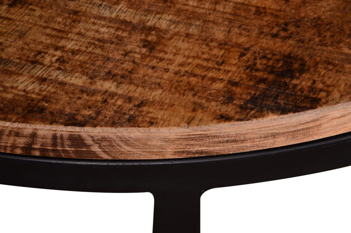 COUCHTISCH Fermo - 2er Set - Mangoholz natur - Schwarz/Braun, Holz/Metall (58/58/45cm) - bene living