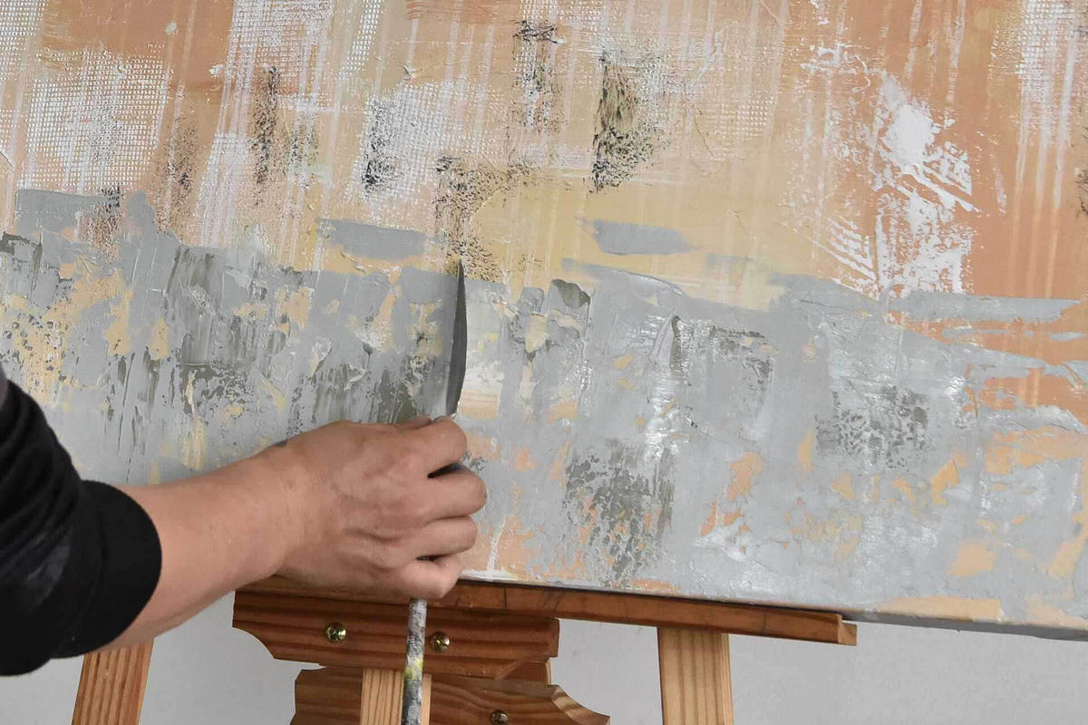 ÖLGEMÄLDE 80/80 cm - Pink/Beige, Holz/Textil (1.6/80cm) - KUNSTLOFT