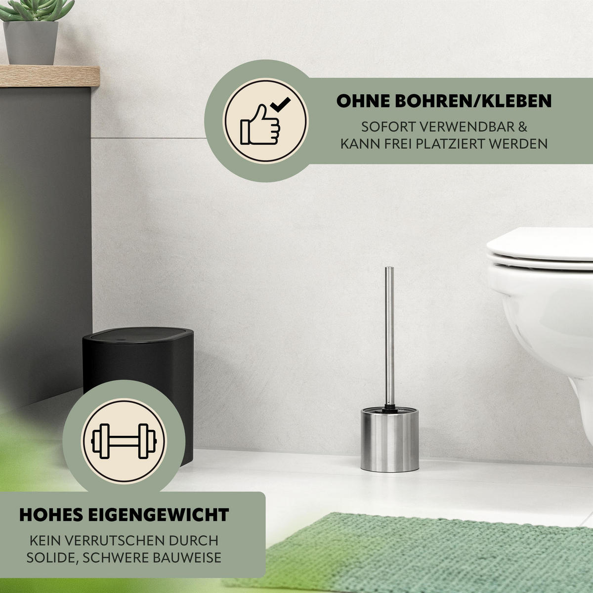 WC-GARNITUR TIRANO, Edelstahl - Edelstahlfarben, Metall (10/37/10cm) - bremermann