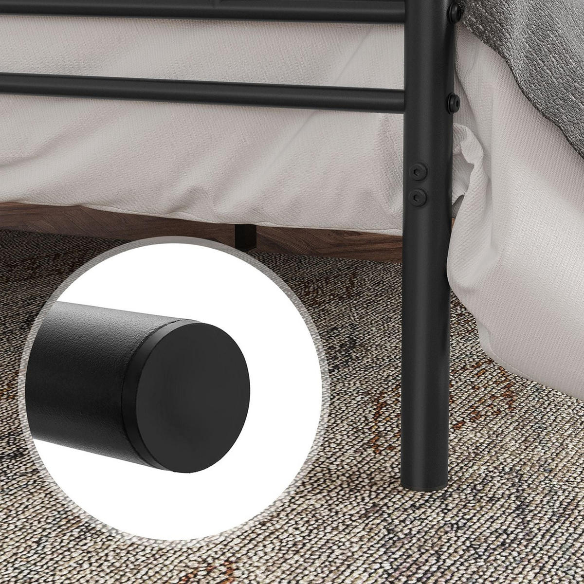DOPPELBETTGESTELL AUS METALL - Schwarz, Kunststoff (141.8/198cm) - Hansiro