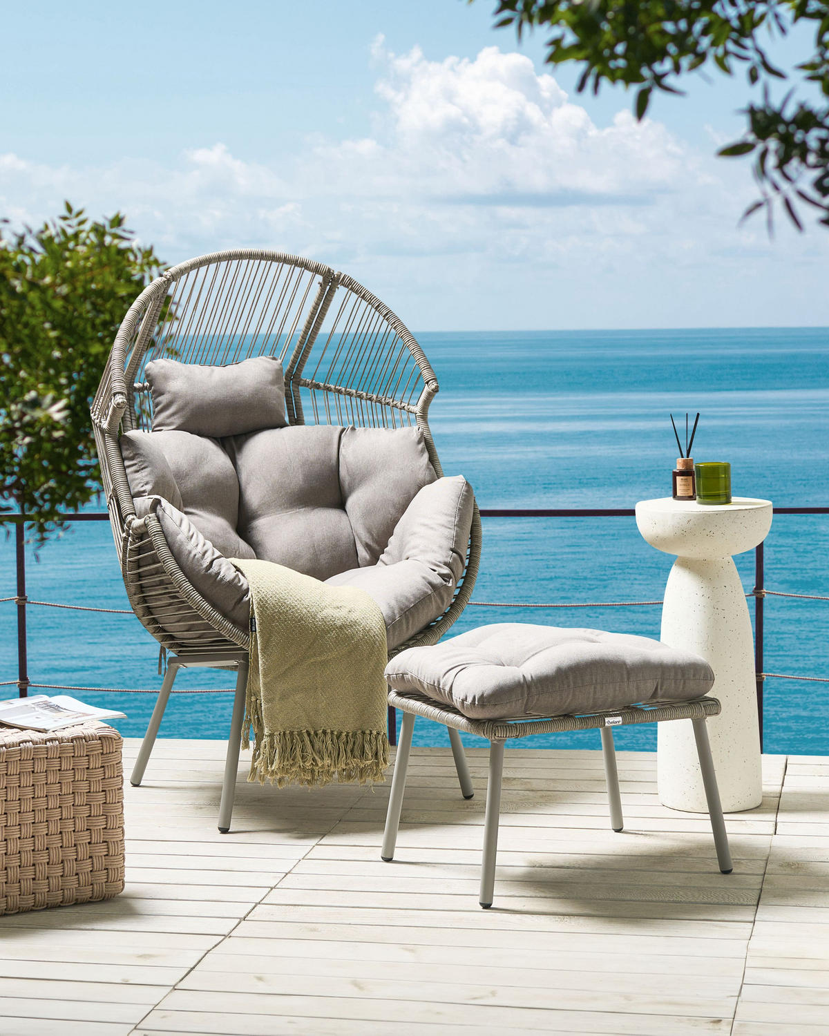 GARTENSTUHL Grau Murano - Grau, Kunststoff (89/130/93cm) - Beliani