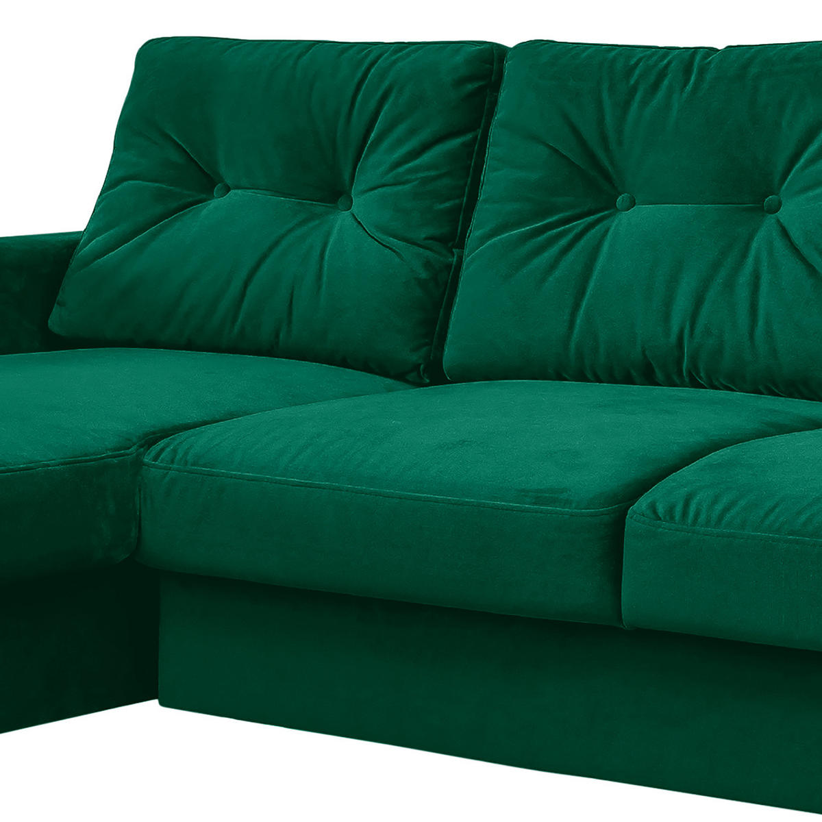 ECKSOFA mit Longchair - Smaragdgrün/Schwarz, Buchenholz/Textil (233/148cm) - home24