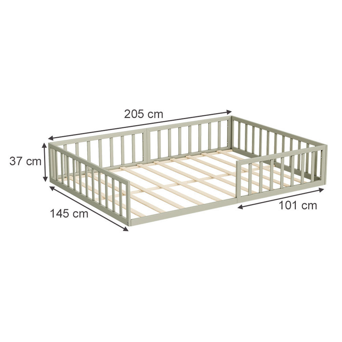 BODENBETT AUS METALL Minno Greige 205 x 145 cm ohne Matratze - Greige, Metall - VitaliSpa