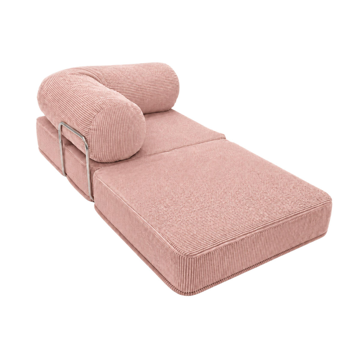 VERWANDELBARER Sessel aus Cordstoff Puderrosa - Pink, Textil (100/70/100cm) - SURB
