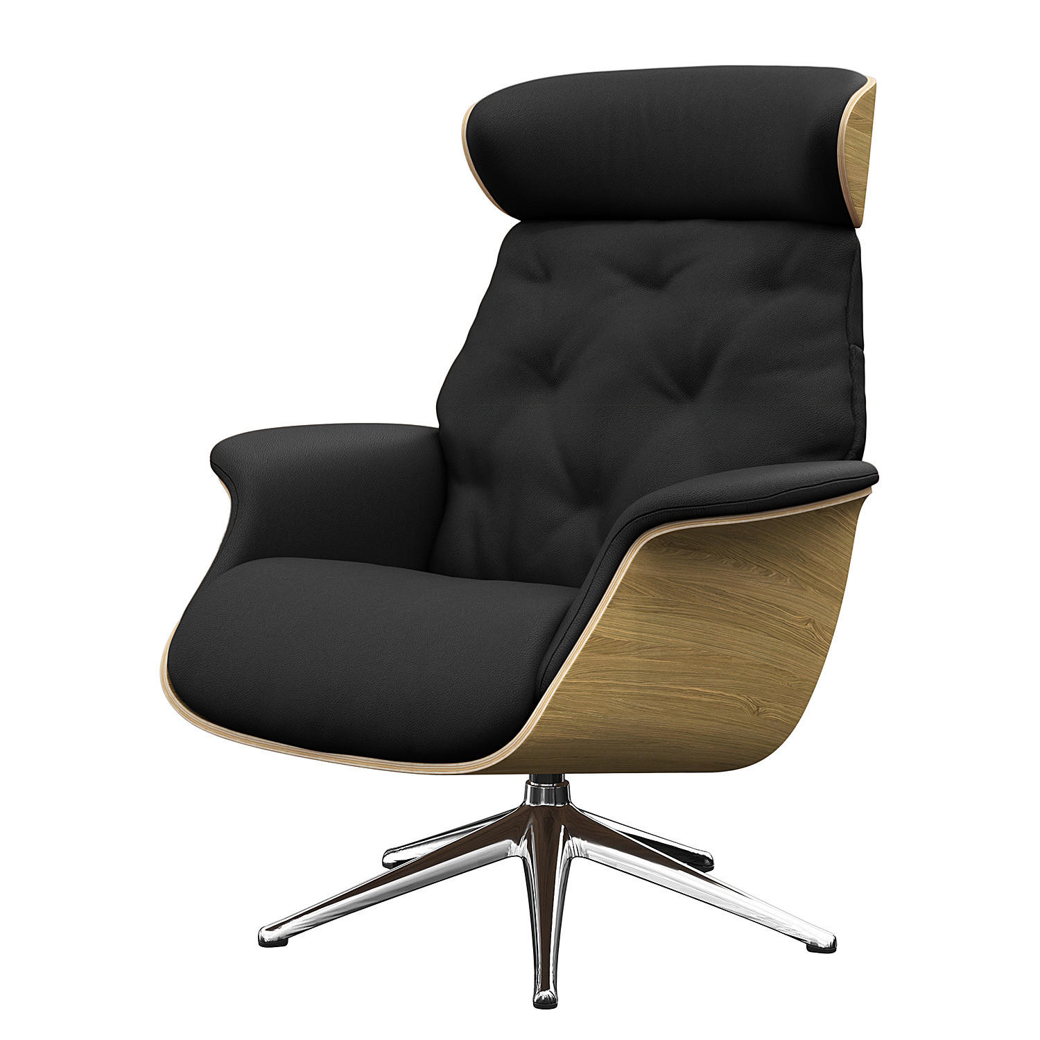 RELAXSESSEL - Echtleder - Chromfarben/Schwarz, Leder/Metall (83/110/83cm) - home24