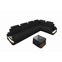 ECKSOFA Siena Schwarz Strukturstoff - Schwarz, Kunststoff (347/197cm)