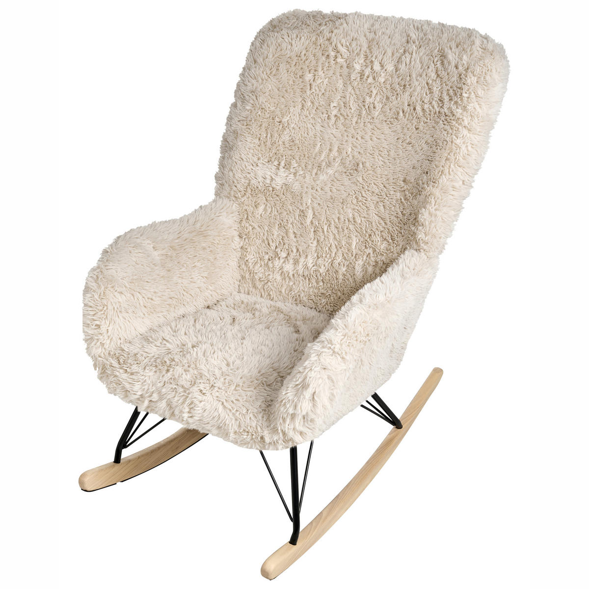SCHAUKELSESSEL Webpelz Hellbeige Akra - Hellbraun, Textil (66/104/98cm) - Beliani
