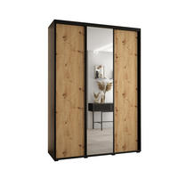 SCHWEBETÜRENSCHRANK 235,2/170/60 3-türig - Schwarz/Eiche Artisan, Holz/Metall (170/235/60cm) - Abiks Möbel